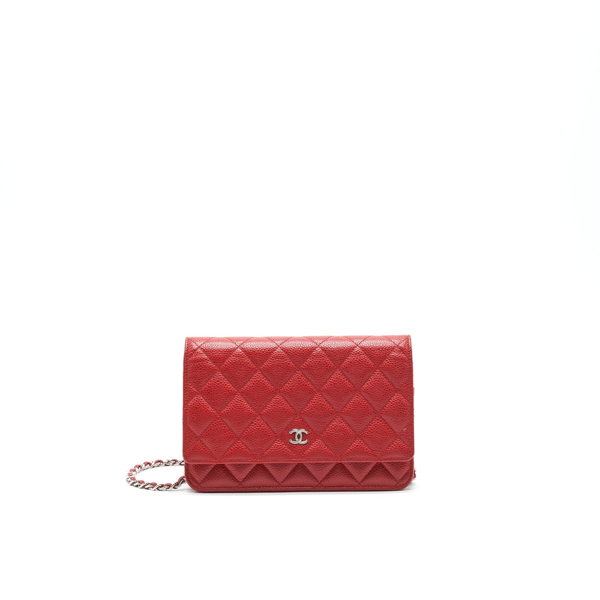 CHANEL WALLET ON CHAIN CAVIAR RED WITH SHW SERIAL 18