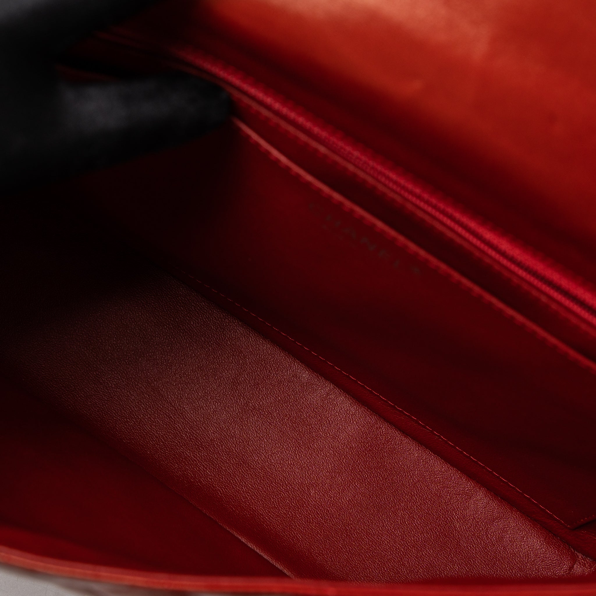 CHANEL JUMBO CLASSIC SINGLE FLAP BAG LAMBSKIN RED SHW