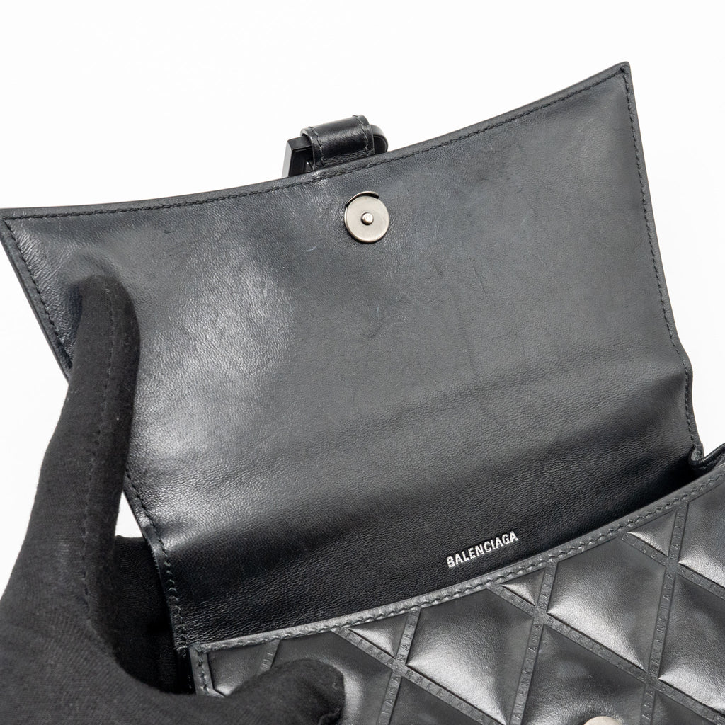 BALENCIAGA SMALL HOURGLASS BAG QUILTED CALFSKIN SO BLACK
