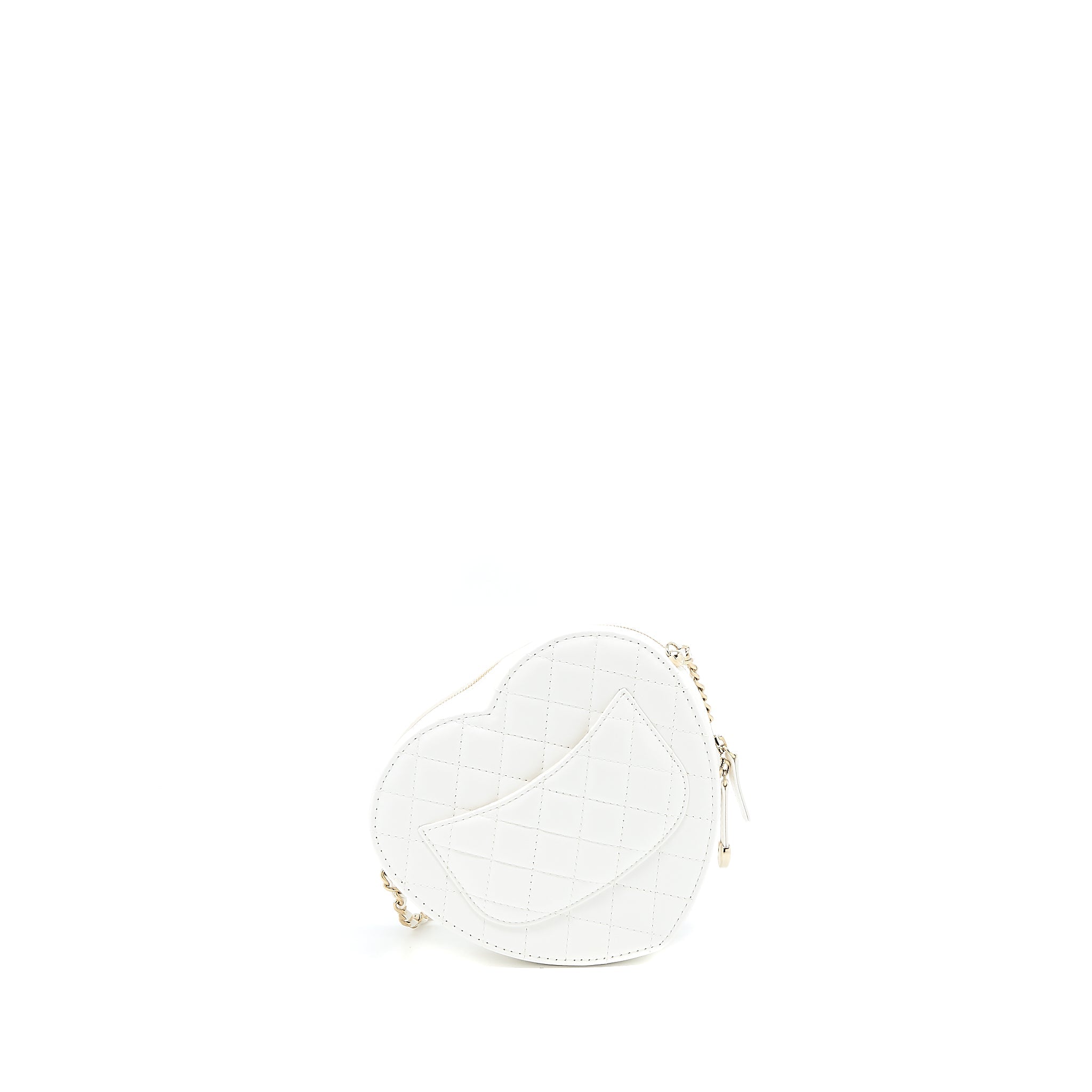 CHANEL 22S HEART BAG LAMBSKIN WHITE LGHW (MICROCHIP)