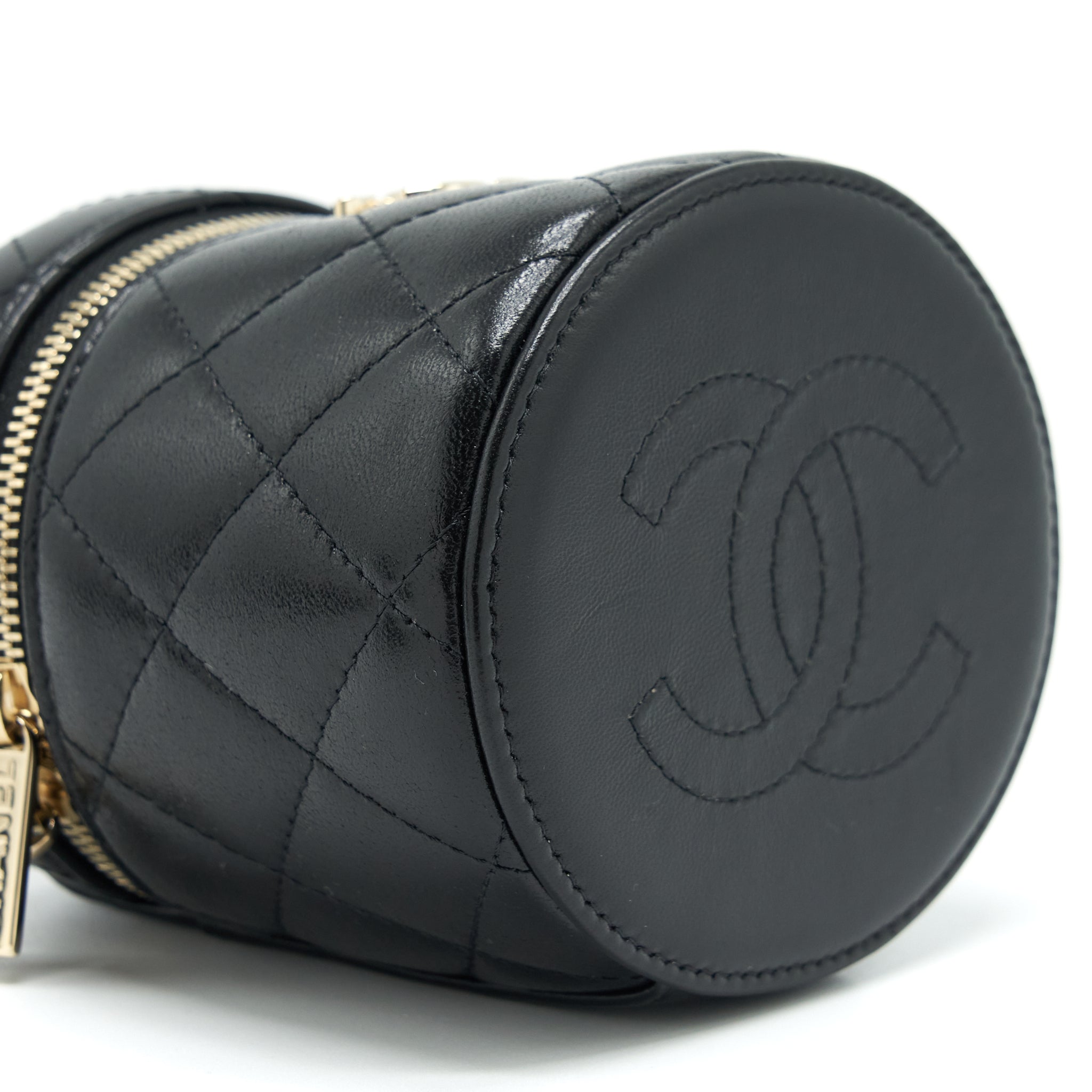 CHANEL 22S TOP HANDLE SUPER MINI VANITY LAMBSKIN BLACK LGHW