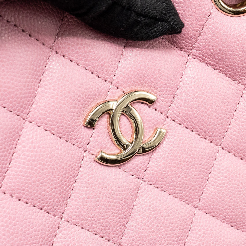 CHANEL MINI BUCKET HOBO BAG CAVIAR PINK LGHW (MICROCHIP)
