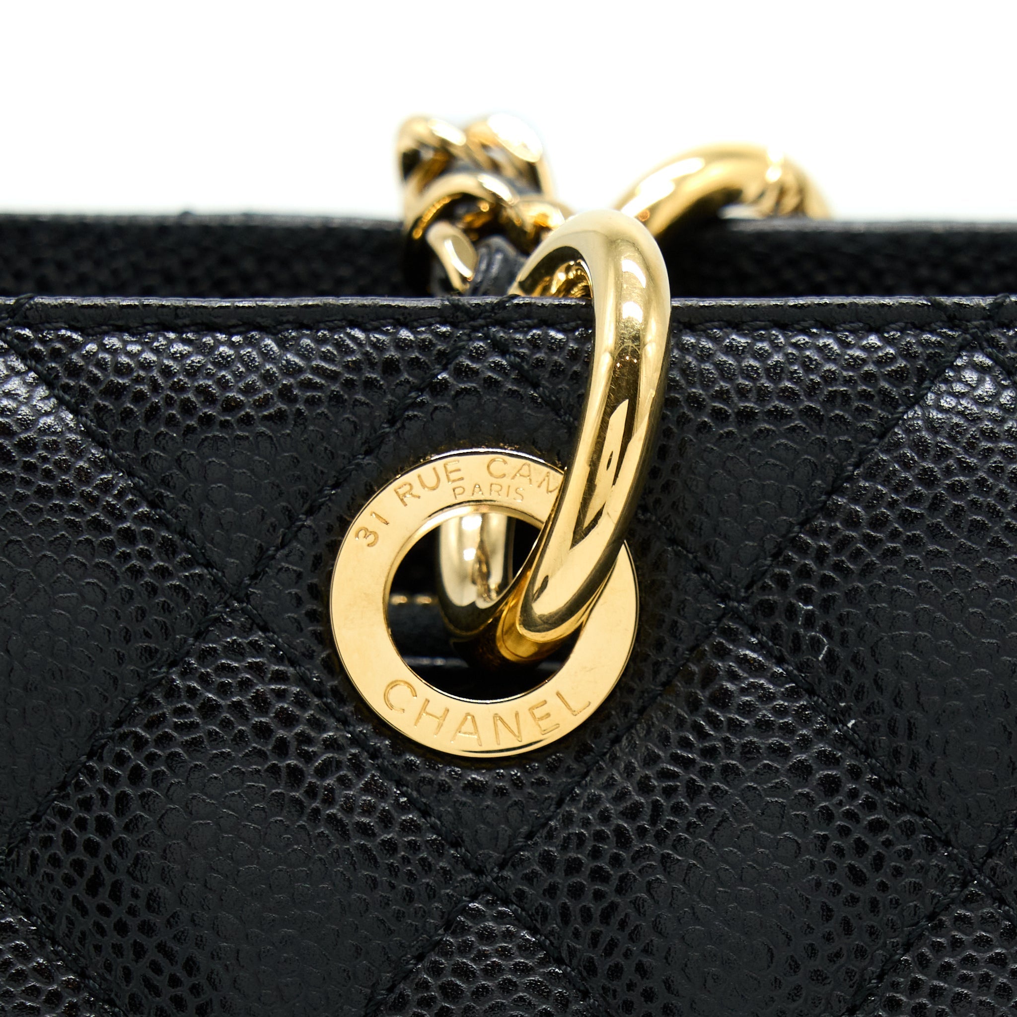CHANEL GRAND SHOPPING TOTE BAG CAVIAR BLACK GHW