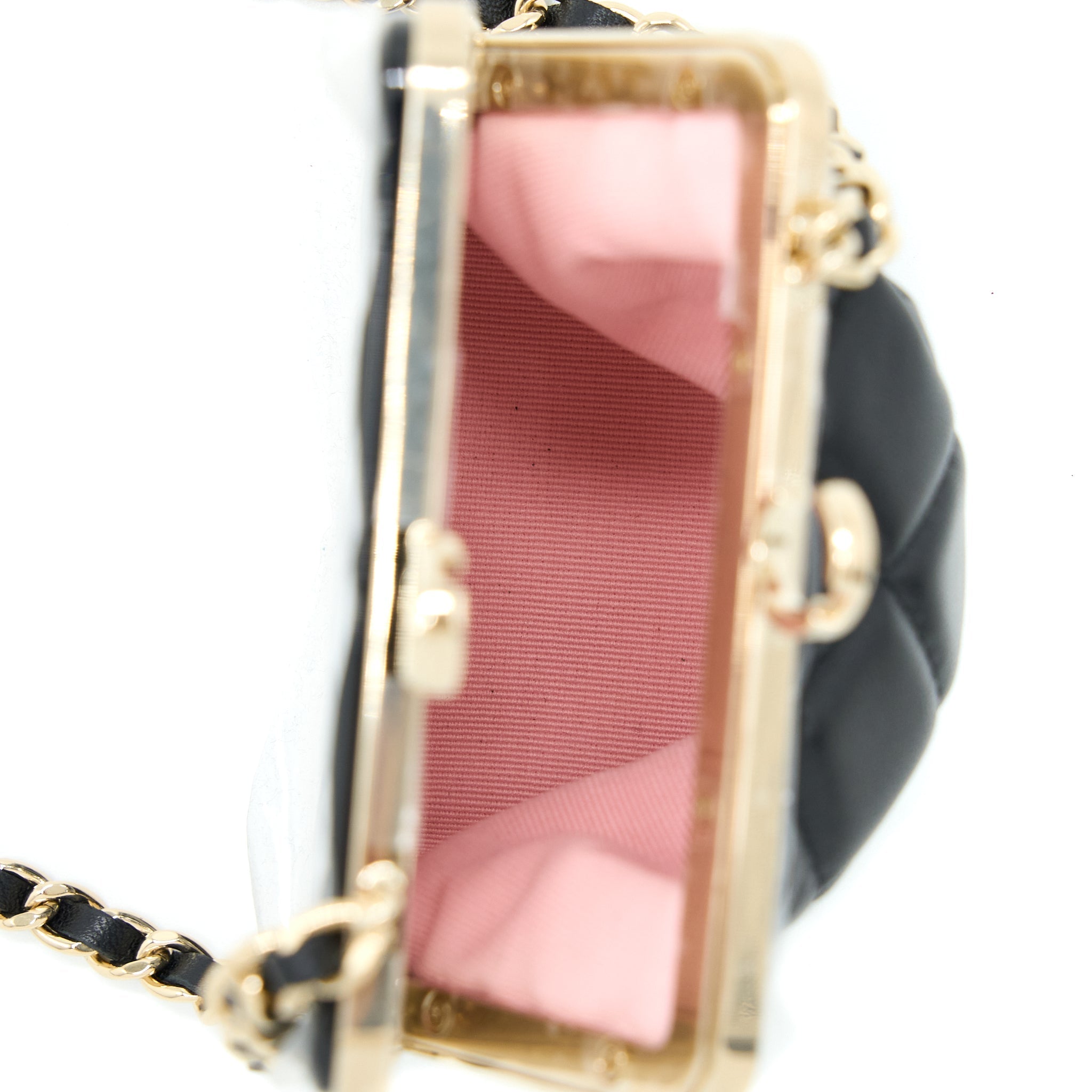 CHANEL MINI CLIP WITH CHAIN LAMBSKIN BLACK LGHW