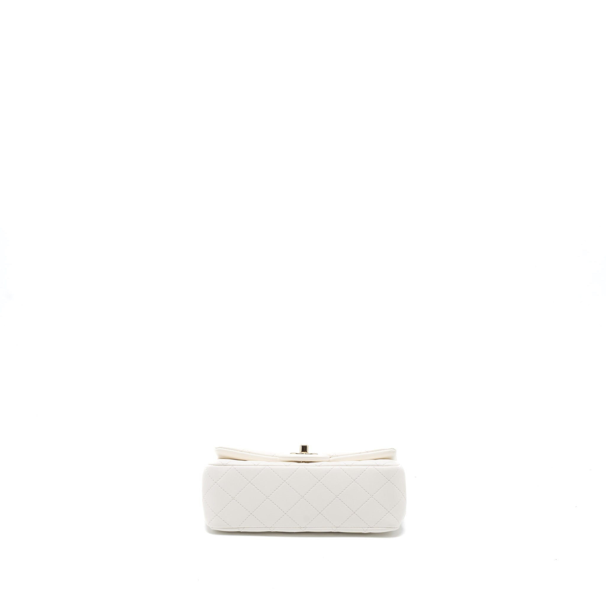 CHANEL 23C PEARL CRUSH MINI RECTANGULAR FLAP BAG LAMBSKIN WHITE LGHW (MICROCHIP)