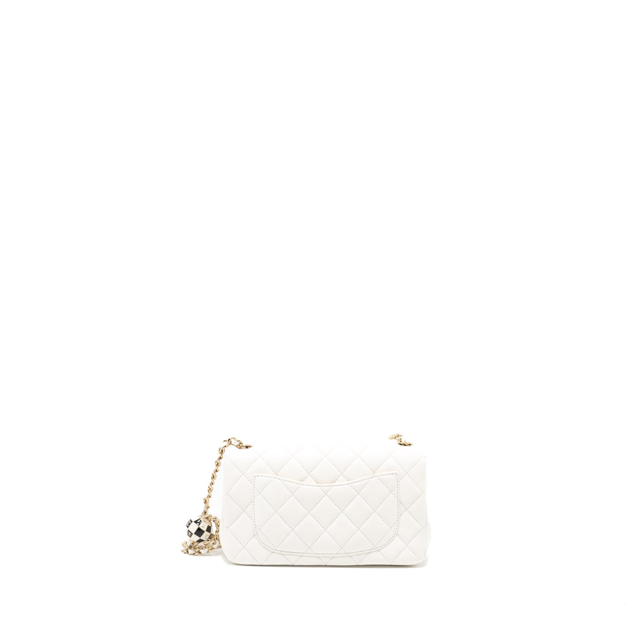 CHANEL 23C PEARL CRUSH MINI RECTANGULAR FLAP BAG LAMBSKIN WHITE LGHW (MICROCHIP)