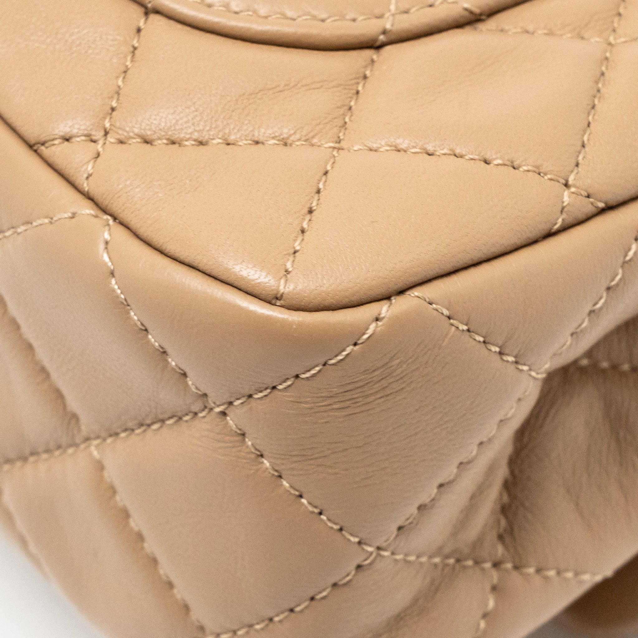 CHANEL PEARL CRUSH MINI RECTANGULAR LAMBSKIN DARK BEIGE GHW (MICROCHIP)