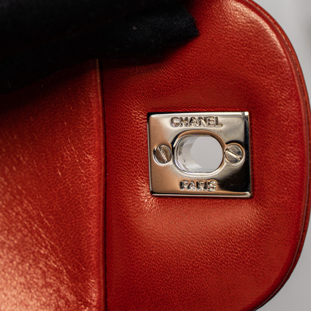 CHANEL JUMBO CLASSIC SINGLE FLAP BAG LAMBSKIN RED SHW