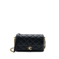 CHANEL QUILTED DETAILED LOGO FLAP BAG LAMBSKIN BLACK GHW (MICROCHIP)