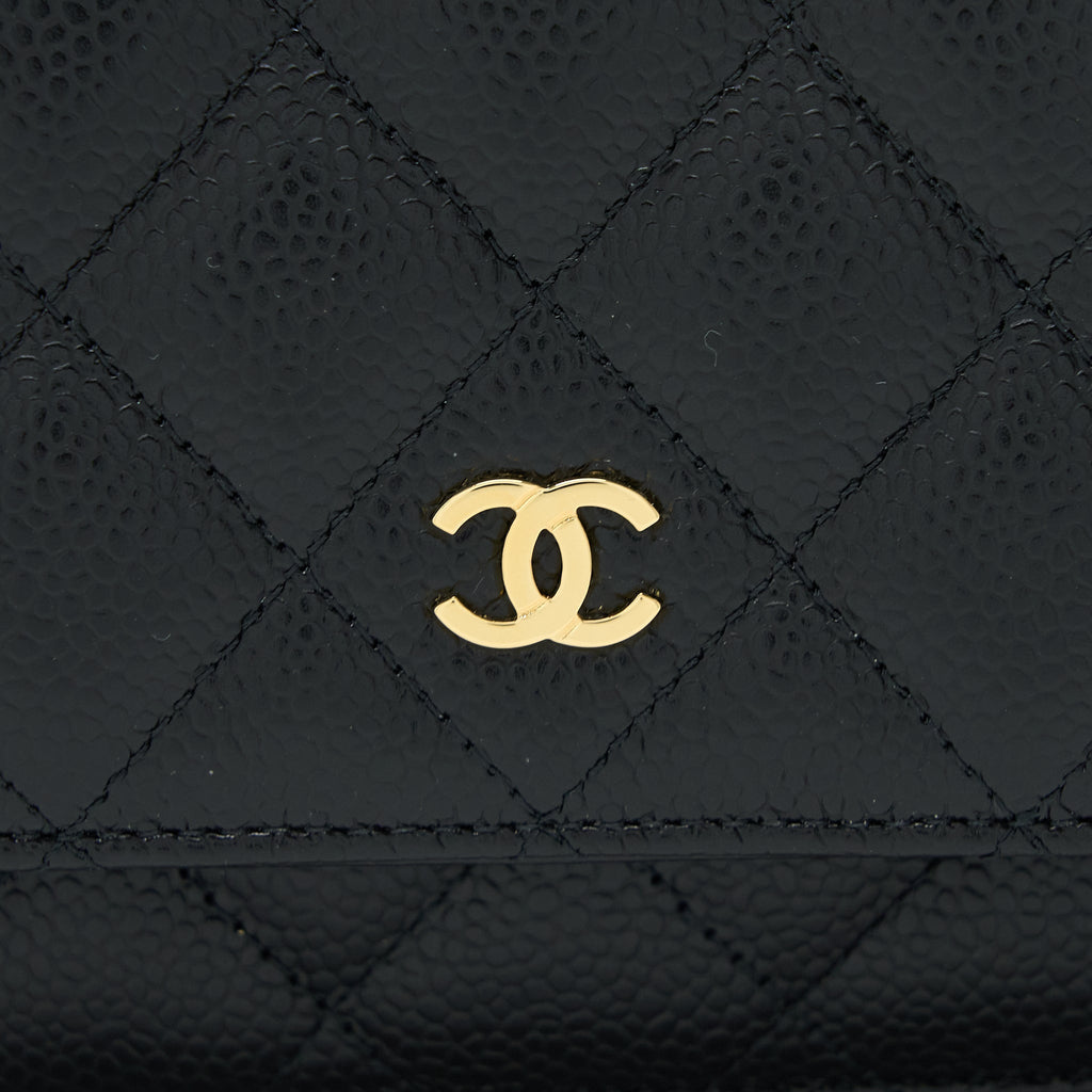 CHANEL CLASSIC WALLET ON CHAIN CAVIAR BLACK GHW (MICROCHIP)