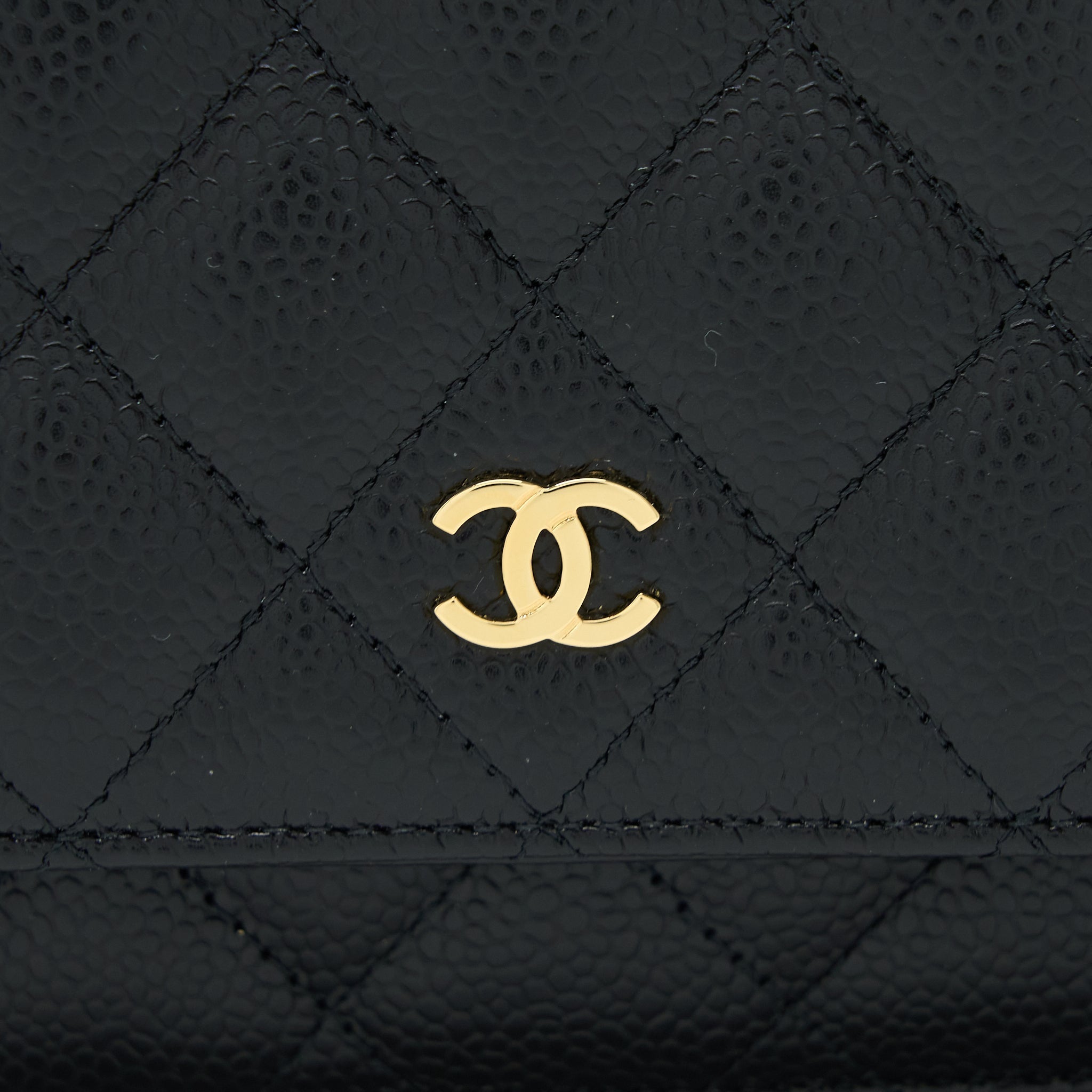 CHANEL CLASSIC WALLET ON CHAIN CAVIAR BLACK GHW (MICROCHIP)