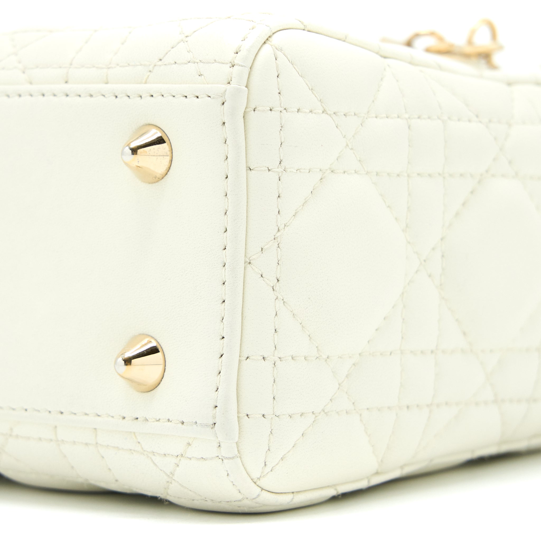 DIOR SMALL LADY DIOR LAMBSKIN WHITE LGHW