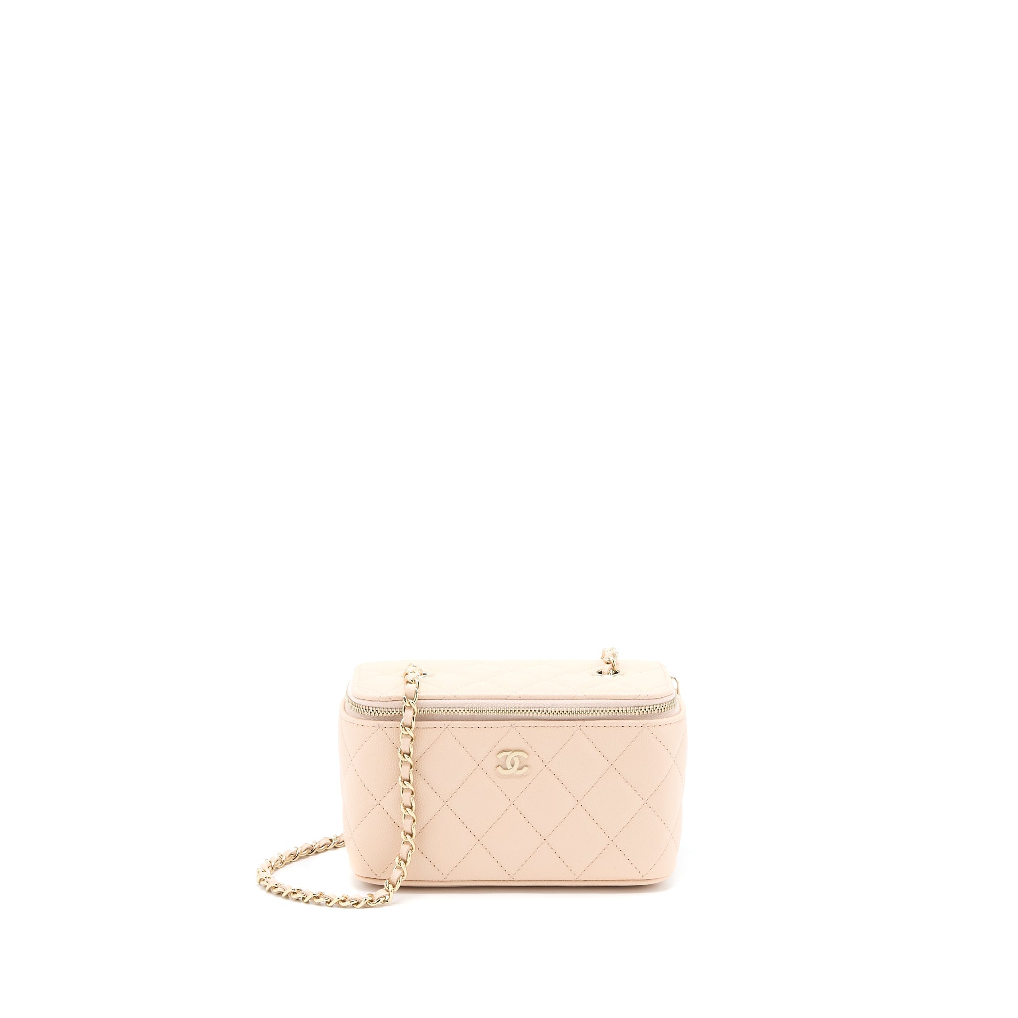 CHANEL LONG VANITY WITH CHAIN CAVIAR BEIGE LGHW