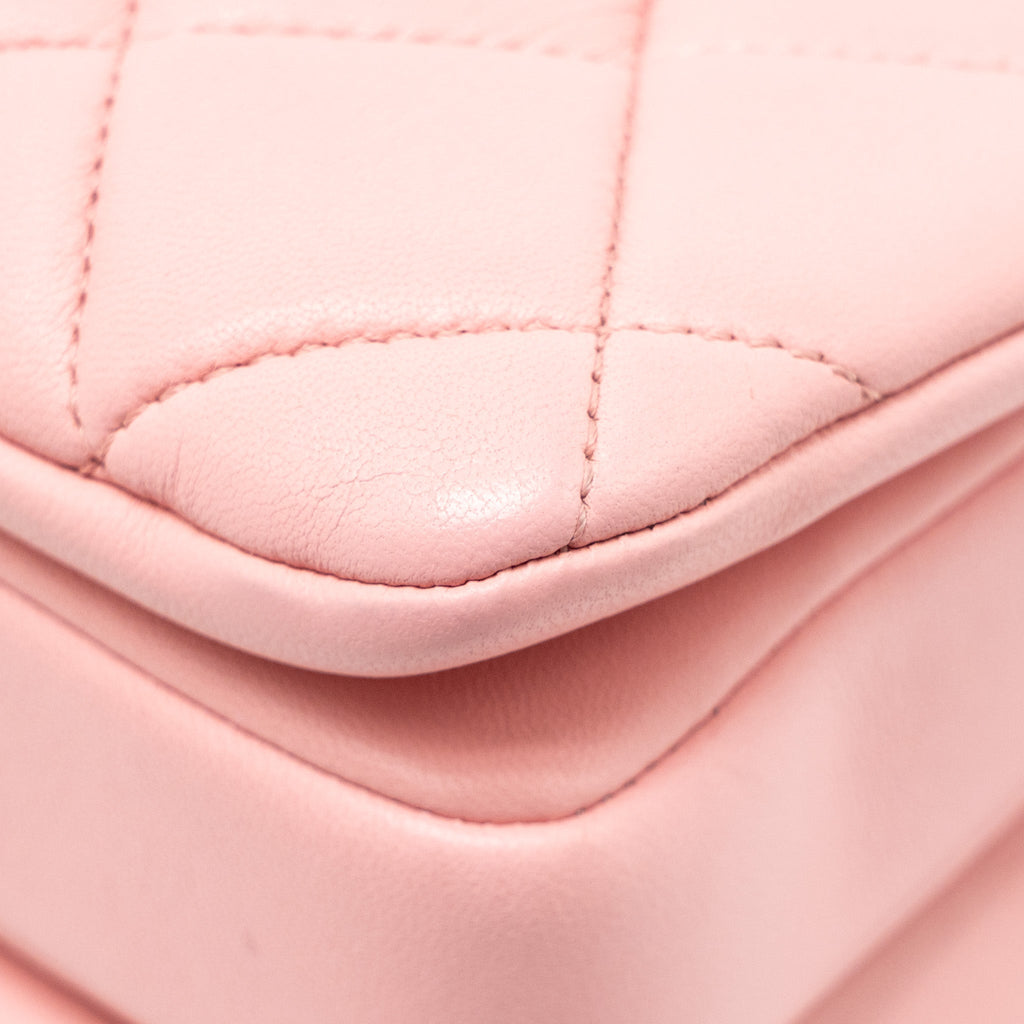CHANEL TOP HANDLE TRENDY CC FLAP BAG LAMBSKIN PINK LGHW