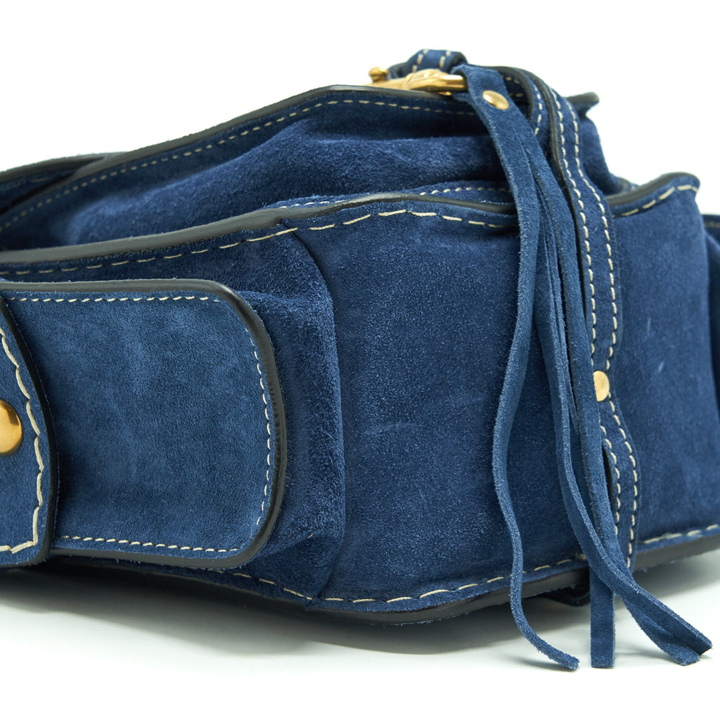 CHLOE PORTE EPAULE BAG SUEDE ROYAL BLUE GHW