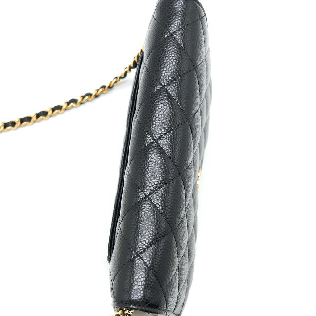 CHANEL CLASSIC WALLET ON CHAIN CAVIAR BLACK GHW (MICROCHIP)