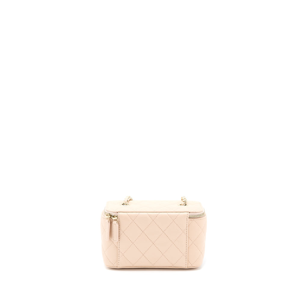 CHANEL LONG VANITY WITH CHAIN CAVIAR BEIGE LGHW