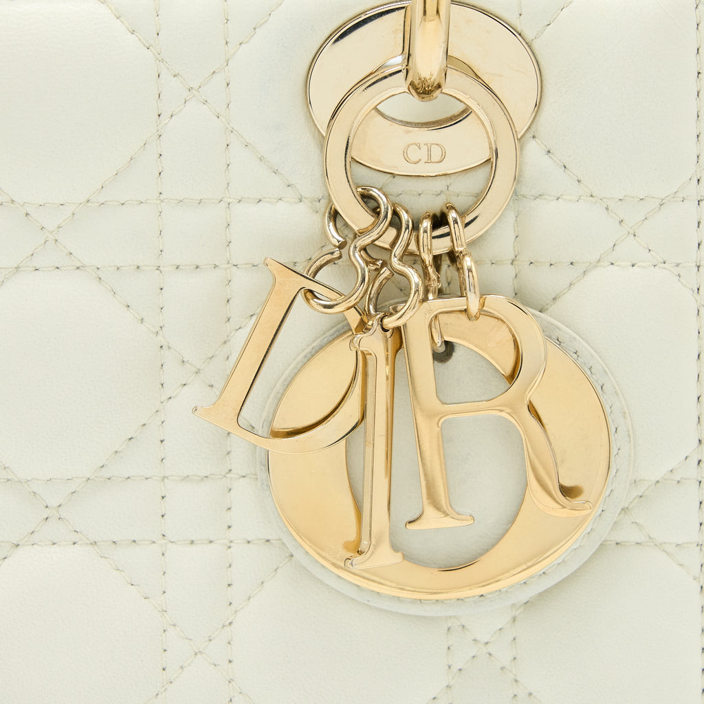 DIOR SMALL LADY DIOR LAMBSKIN WHITE LGHW