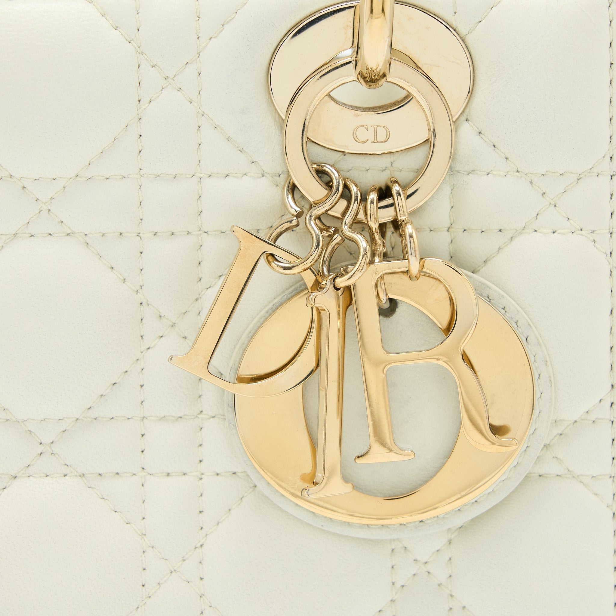 DIOR SMALL LADY DIOR LAMBSKIN WHITE LGHW