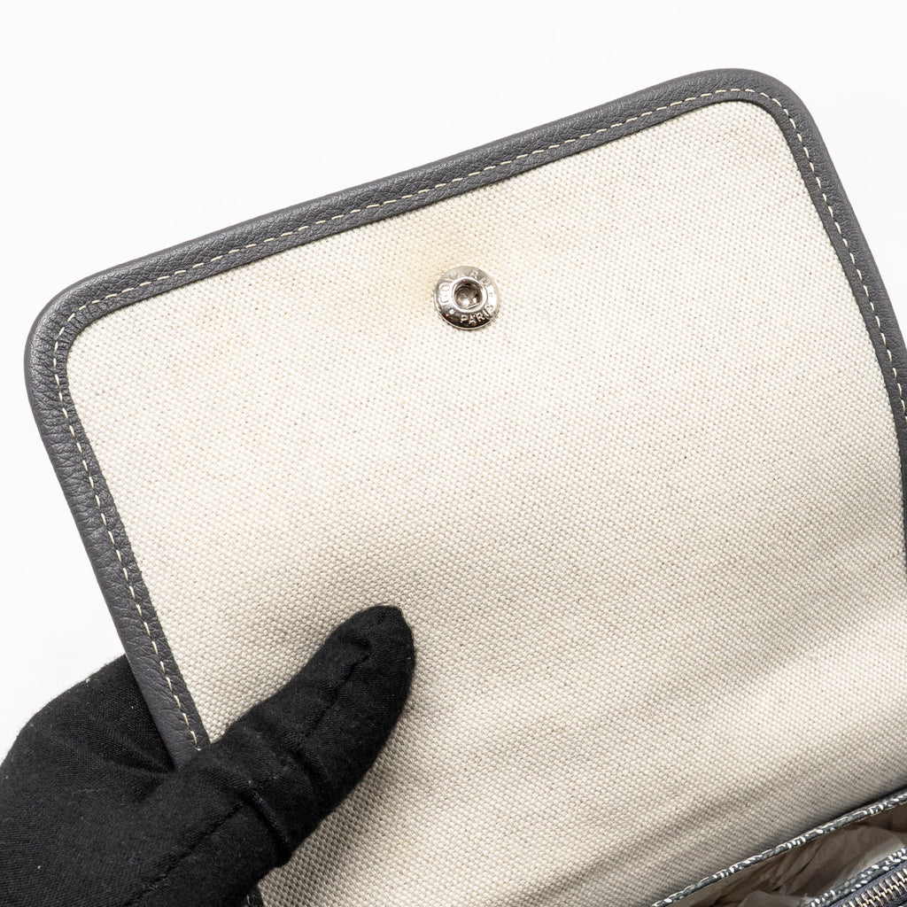 GOYARD PLUMET POCKET WALLET GOYARDINE CANVAS/CALFSKIN GREY SHW