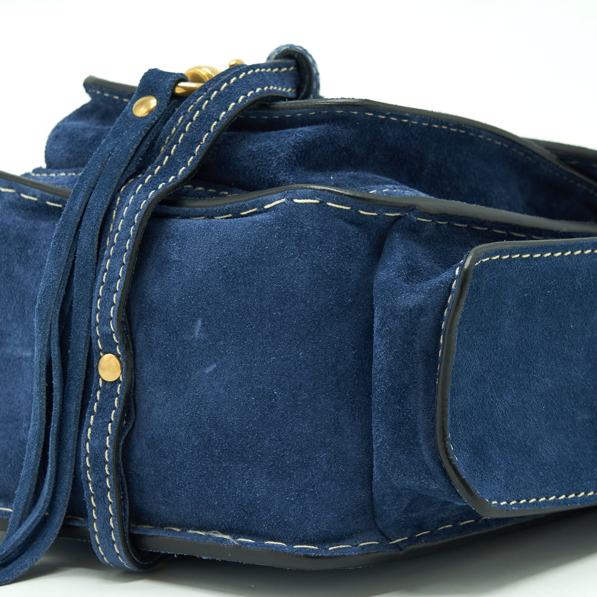 CHLOE PORTE EPAULE BAG SUEDE ROYAL BLUE GHW