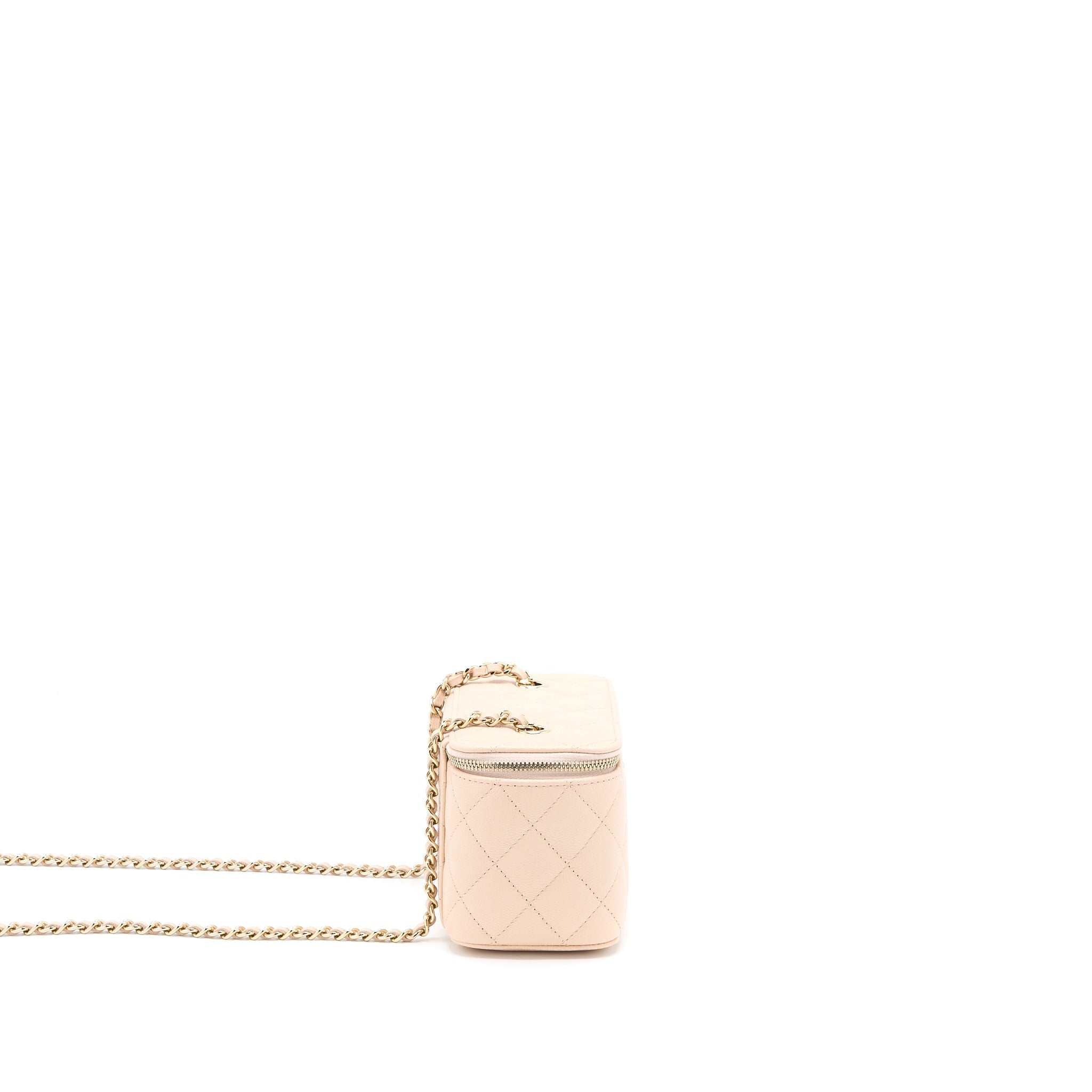 CHANEL LONG VANITY WITH CHAIN CAVIAR BEIGE LGHW