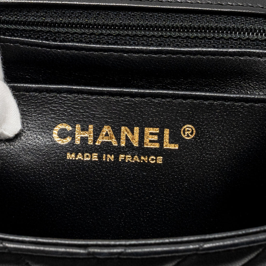 CHANEL MINI RECTANGULAR FLAP BAG CHEVRON LAMBSKIN BLACK GHW