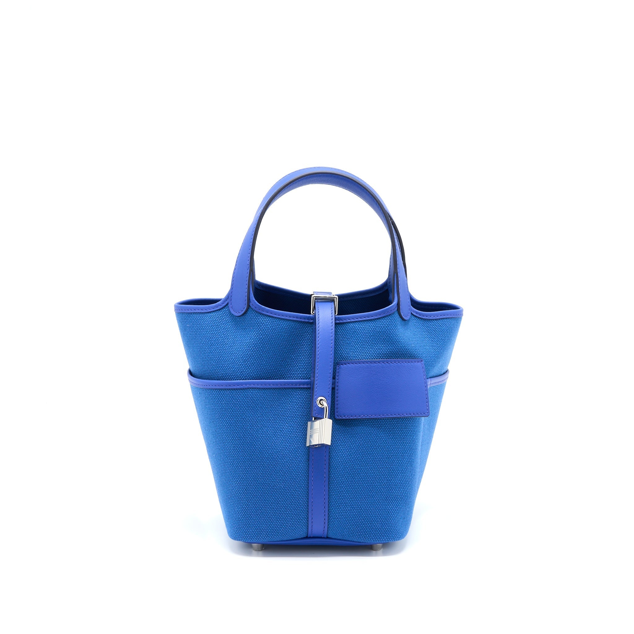 HERMES PICOTIN CARGO 18 LOCK BAG TOILE CANVAS/SWIFT LEATHER BLEU EGEE /BLEU ROYAL SHW