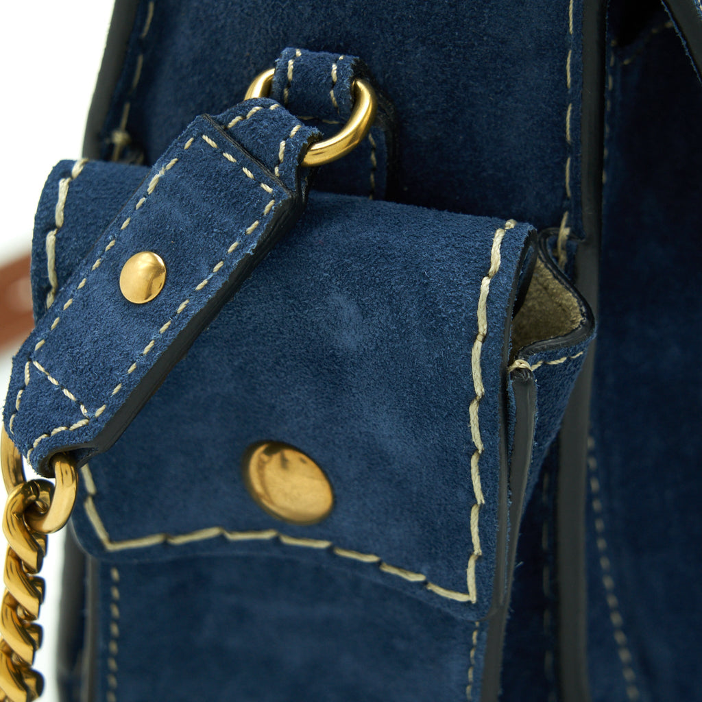 CHLOE PORTE EPAULE BAG SUEDE ROYAL BLUE GHW