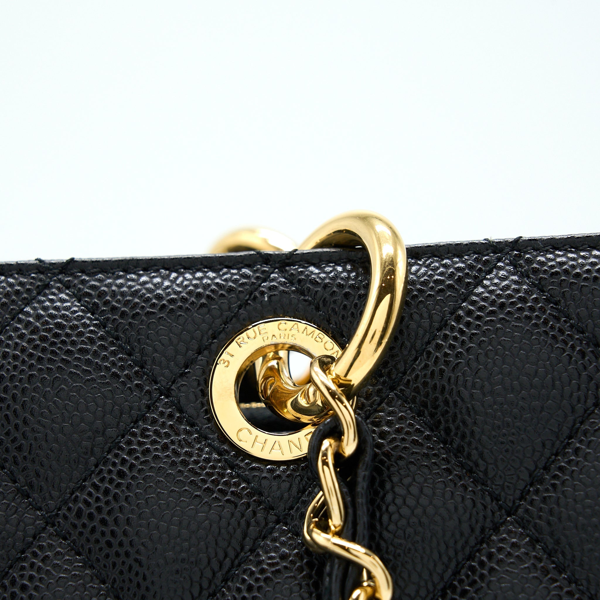 CHANEL GRAND SHOPPING TOTE BAG CAVIAR BLACK GHW