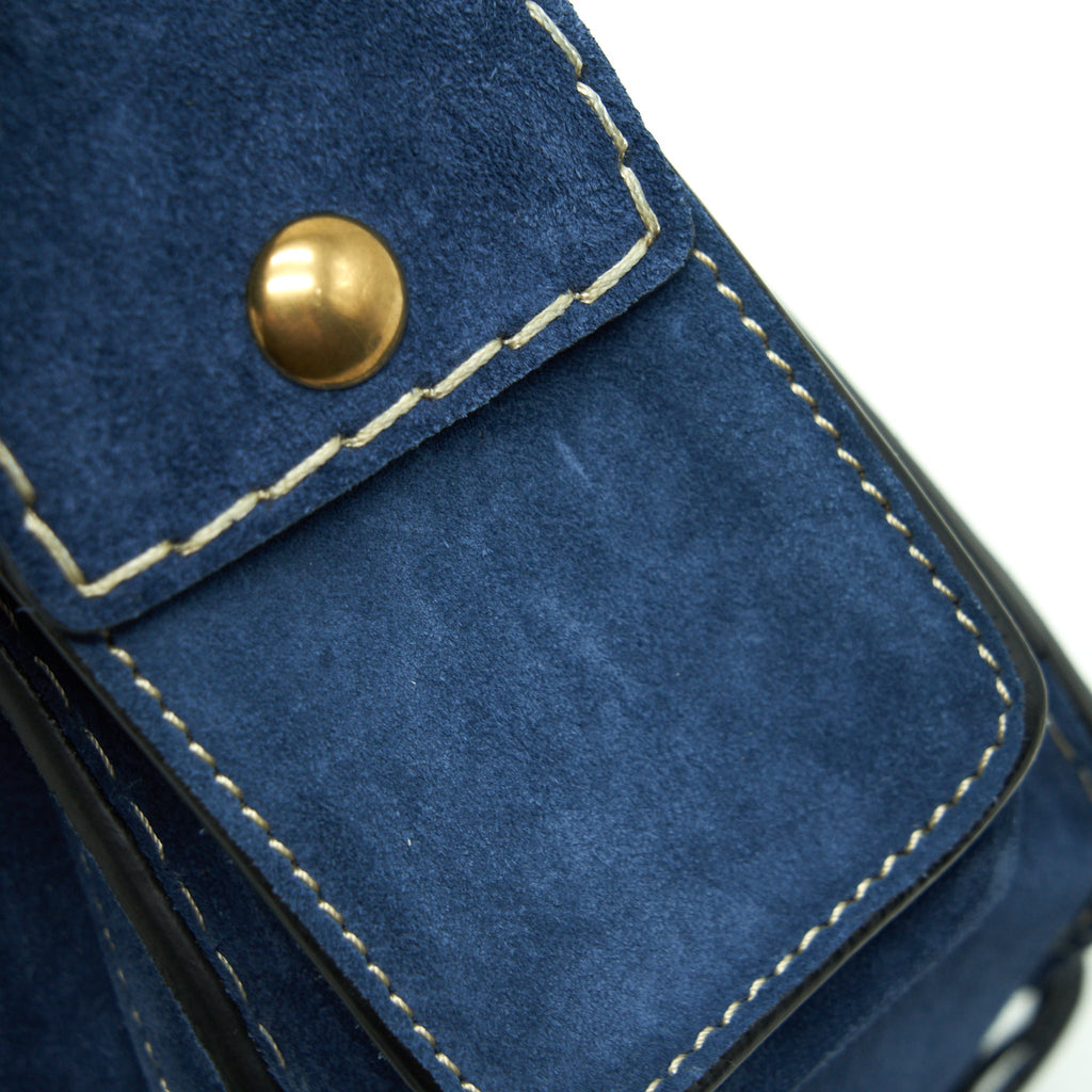 CHLOE PORTE EPAULE BAG SUEDE ROYAL BLUE GHW