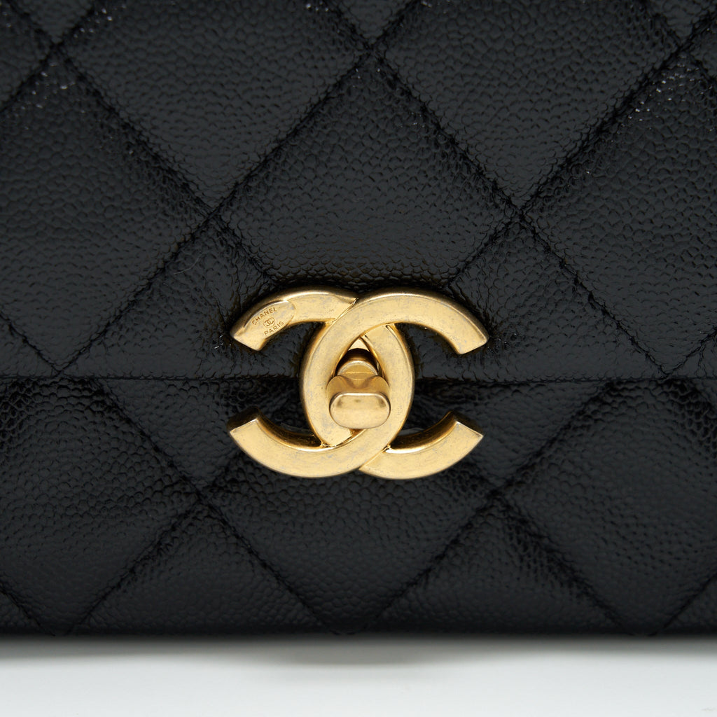 CHANEL 22P MEDIUM MELODY BAG GRAINED CALFSKIN BLACK GHW (MICROCHIP)