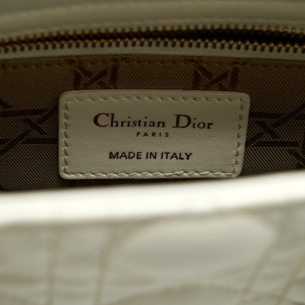 DIOR SMALL LADY DIOR LAMBSKIN WHITE LGHW