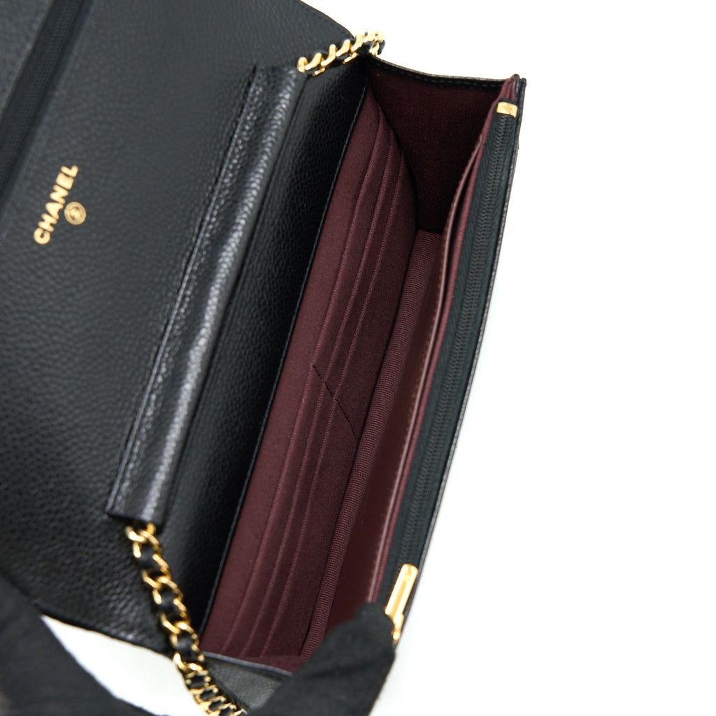 CHANEL CLASSIC WALLET ON CHAIN CAVIAR BLACK GHW (MICROCHIP)