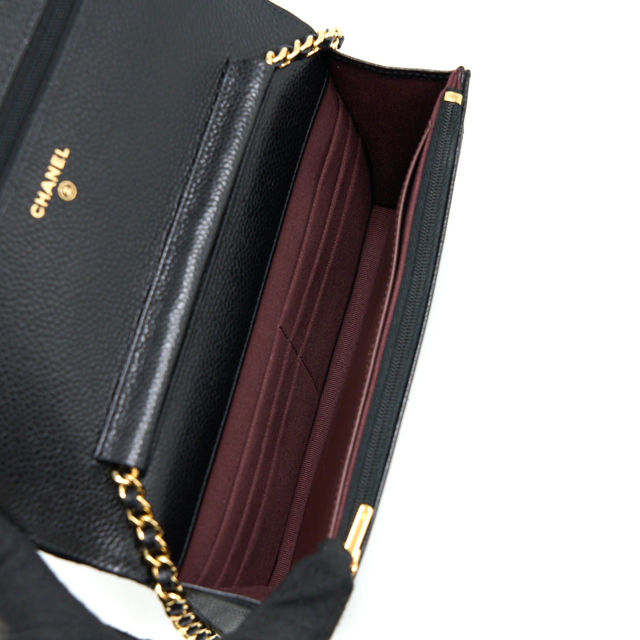 CHANEL CLASSIC WALLET ON CHAIN CAVIAR BLACK GHW (MICROCHIP)