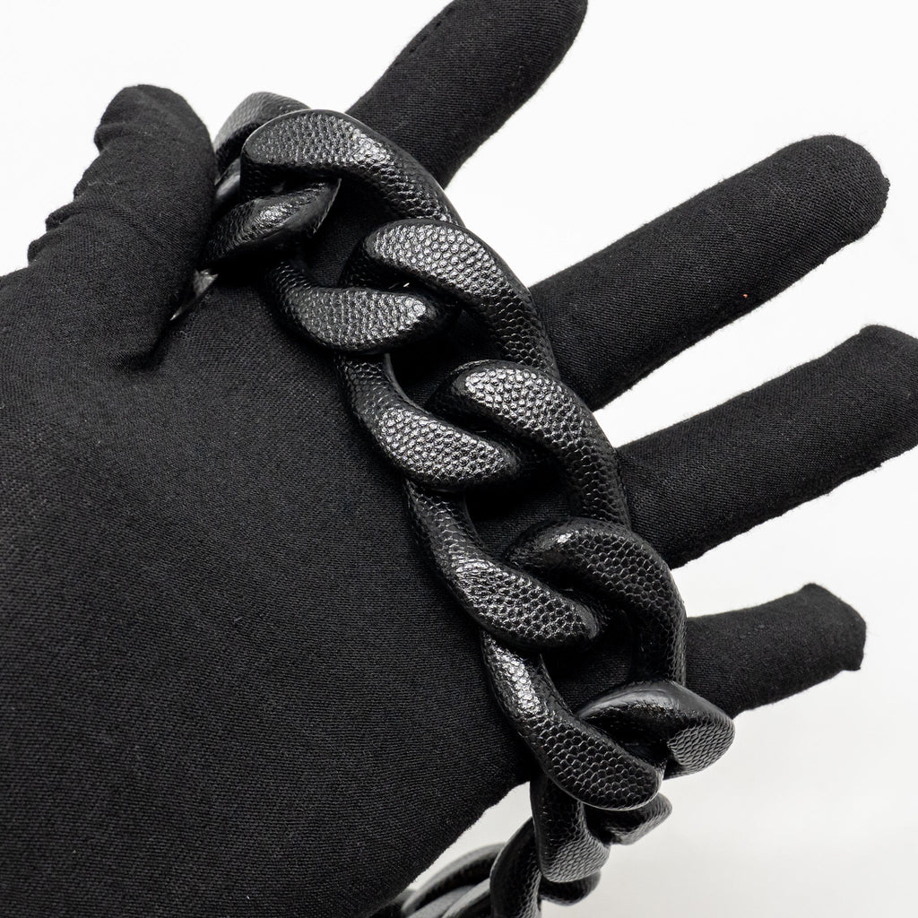 CHANEL GIANT BLACK CHAIN MINI FLAP BAG CAVIAR BLACK GHW (MICROCHIP)