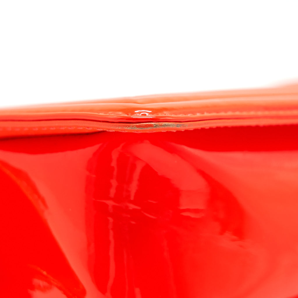 CHANEL SMALL BOY BAG PATENT LEATHER BRIGHT ORANGE GHW
