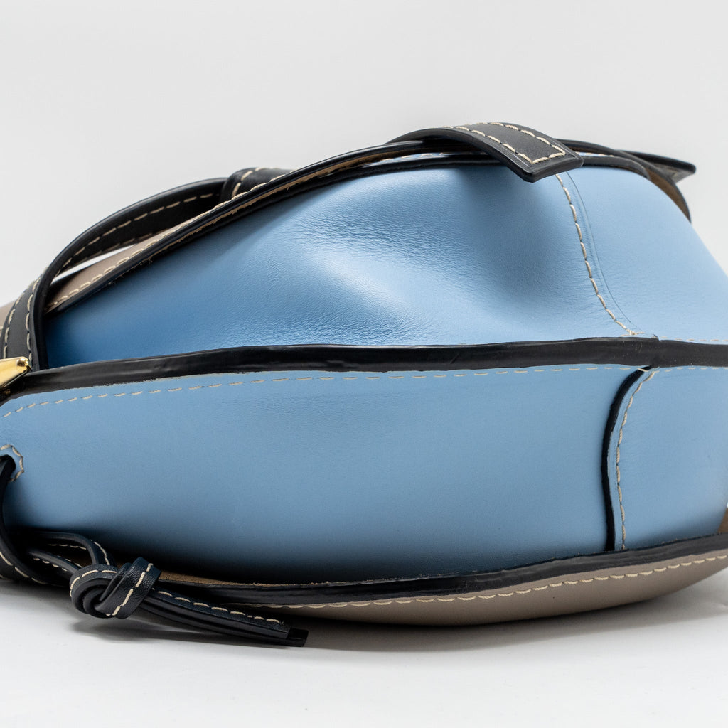 LOEWE SMALL GATE BAG CALFSKIN GREY/BLUE/MULTICOLOUR