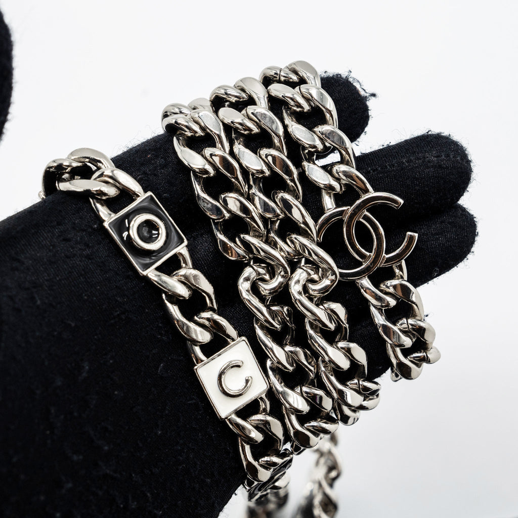 CHANEL MINI FLAP BAG WITH COCO ENAMEL CHAIN CAVIAR BLACK SHW