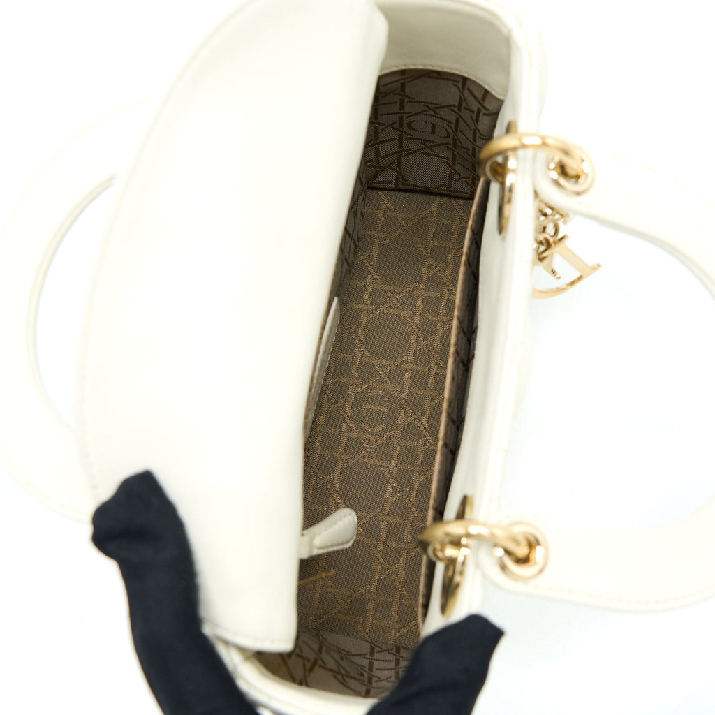 DIOR SMALL LADY DIOR LAMBSKIN WHITE LGHW