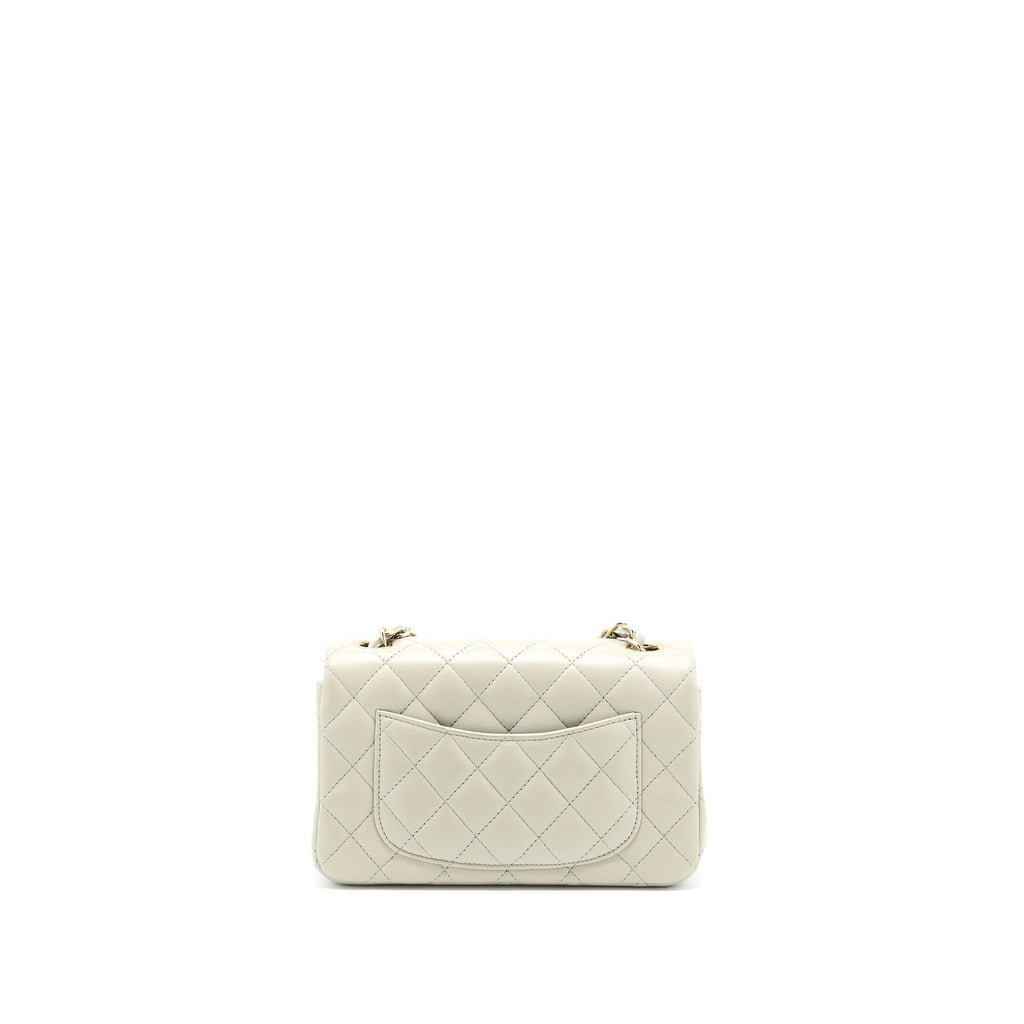 CHANEL MINI RECTANGULAR FLAP BAG LAMBSKIN LIGHT GREY LGHW (MICROCHIP)