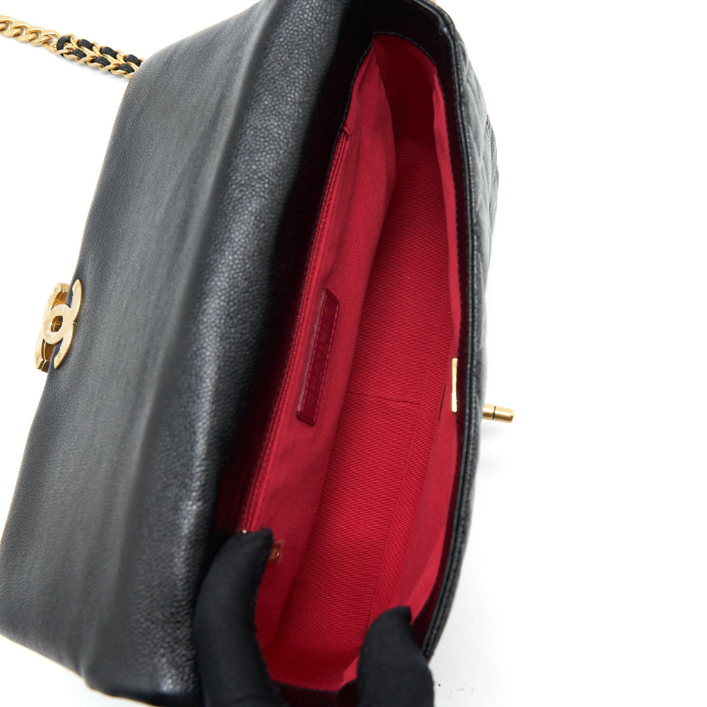 CHANEL 22P MEDIUM MELODY BAG GRAINED CALFSKIN BLACK GHW (MICROCHIP)