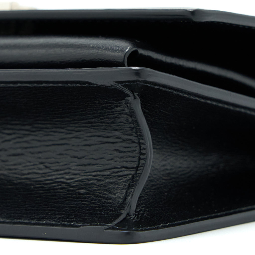 SAINT LAURENT SUNSET CHAIN WALLET SMOOTH CALFSKIN BLACK SHW
