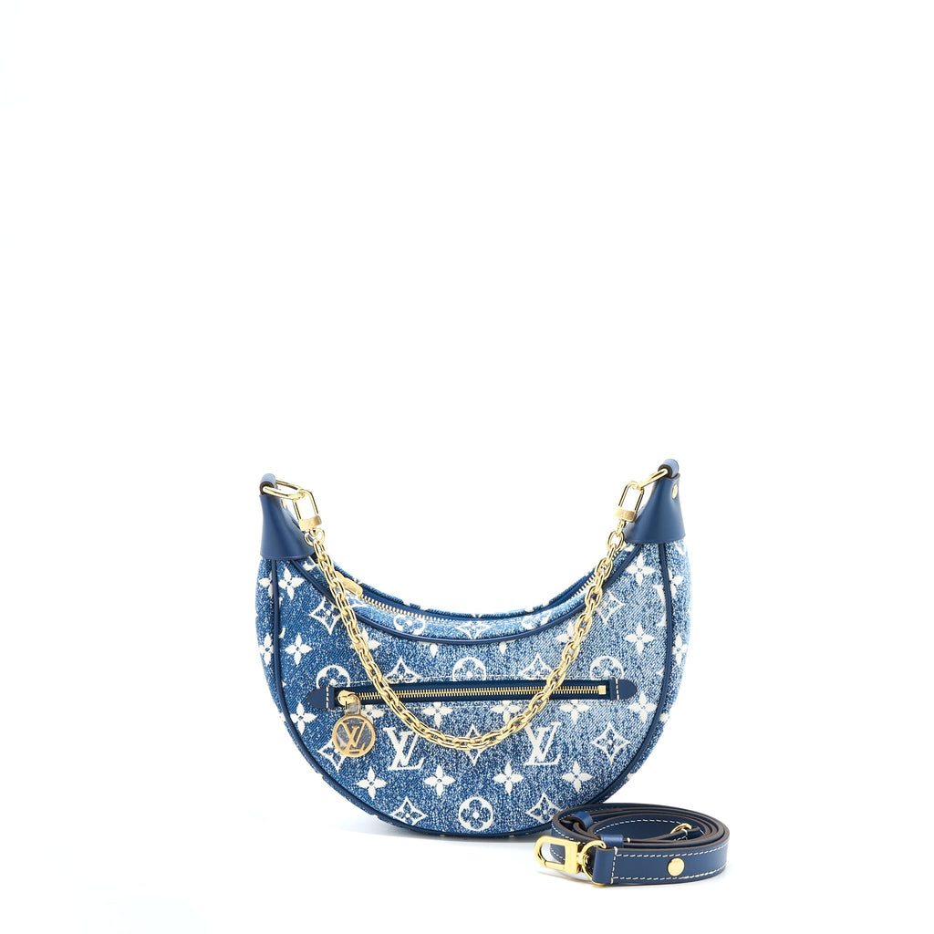 LOUIS VUITTON HALF-MOON LOOP BAGUETTE HANDBAG DENIM BLUE GHW (NEW VERSION)