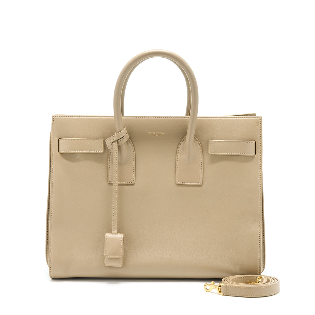 SAINT LAURENT/YSL SAC DE JOUR TOTE BAG BEIGE GHW