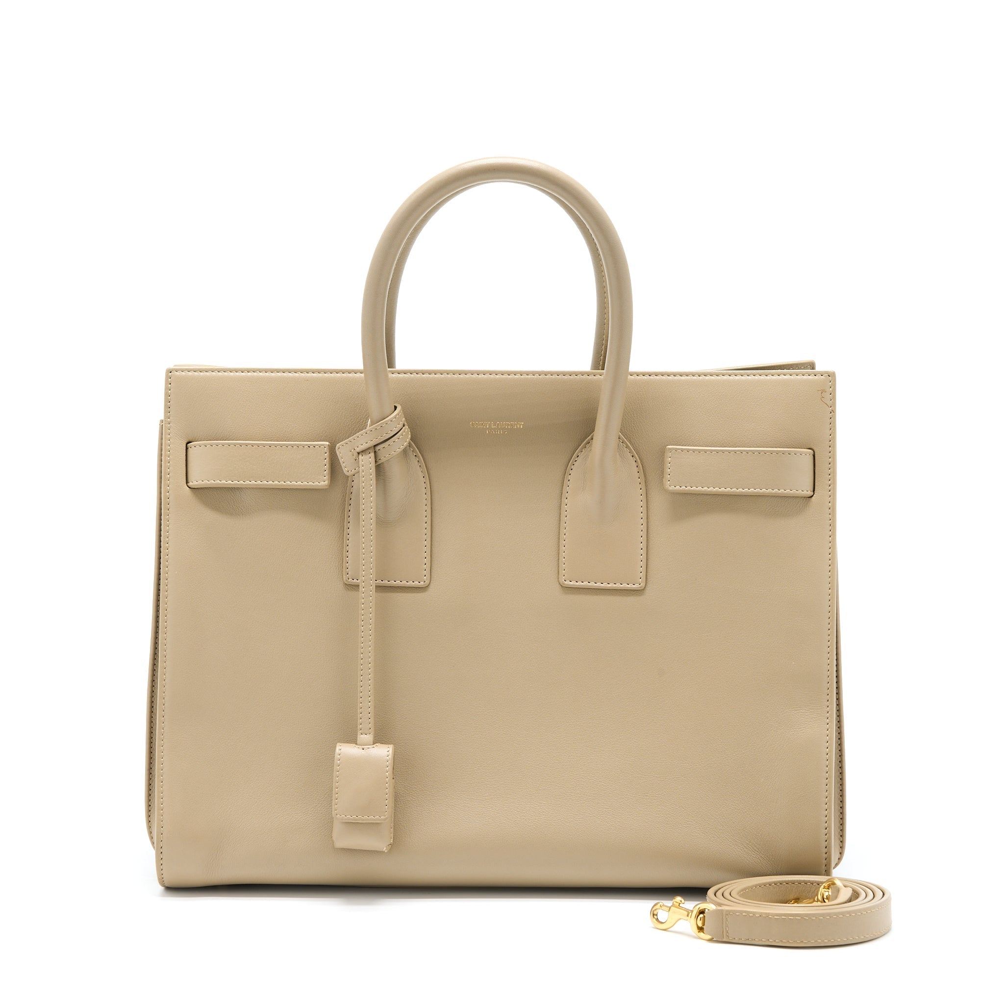 SAINT LAURENT/YSL SAC DE JOUR TOTE BAG BEIGE GHW