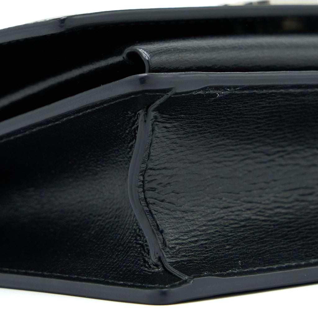 SAINT LAURENT SUNSET CHAIN WALLET SMOOTH CALFSKIN BLACK SHW