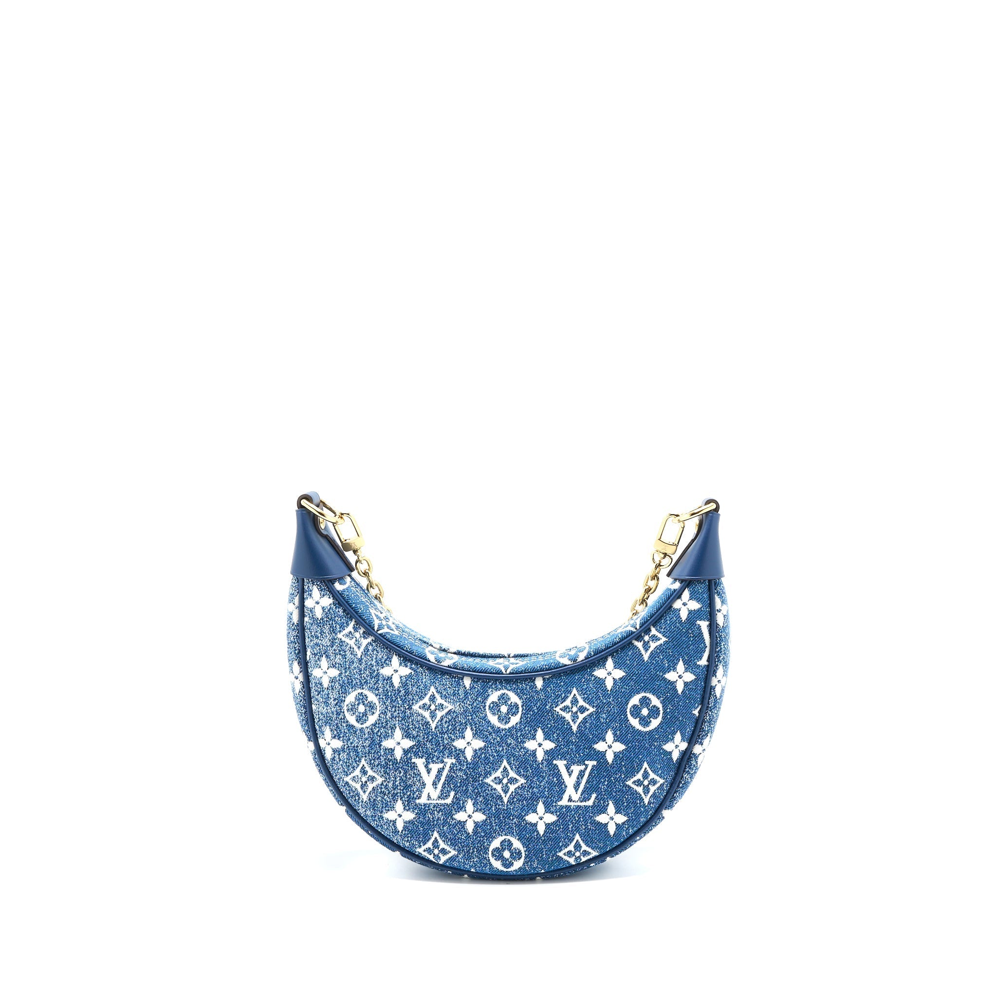 LOUIS VUITTON HALF-MOON LOOP BAGUETTE HANDBAG DENIM BLUE GHW (NEW VERSION)