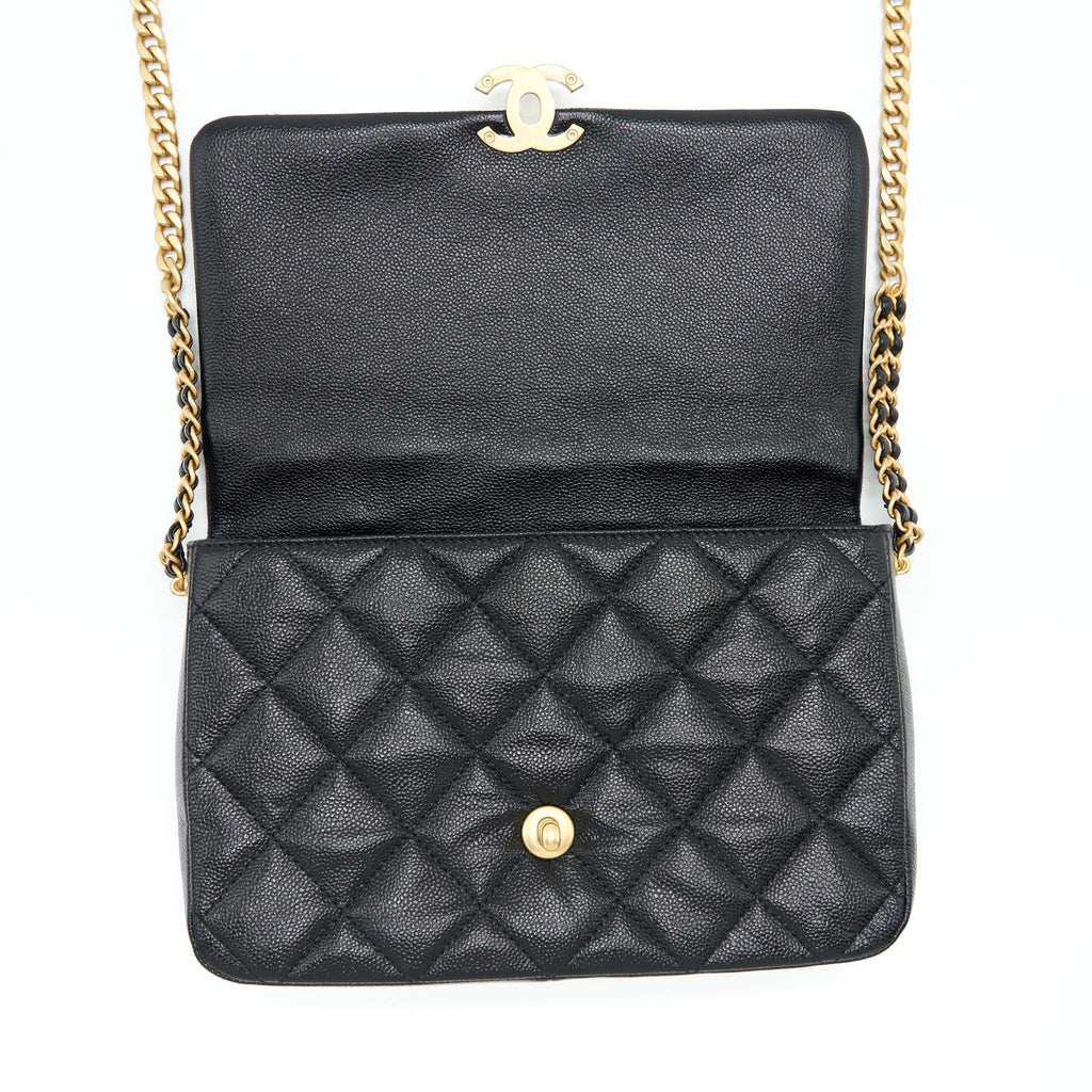 CHANEL 22P MEDIUM MELODY BAG GRAINED CALFSKIN BLACK GHW (MICROCHIP)