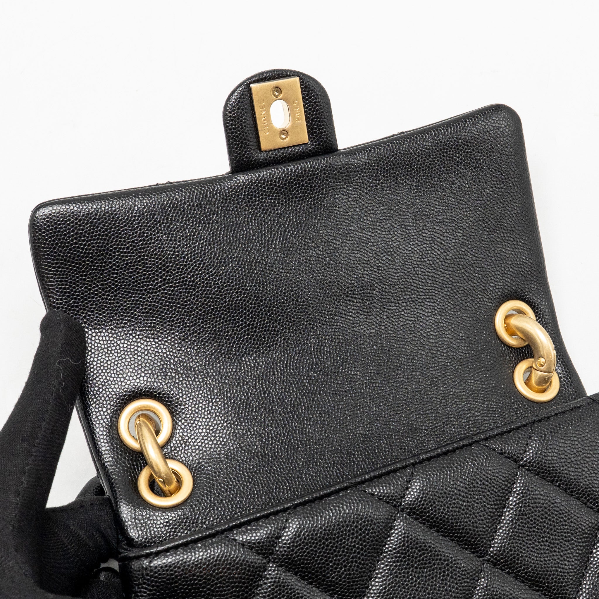 CHANEL GIANT BLACK CHAIN MINI FLAP BAG CAVIAR BLACK GHW (MICROCHIP)